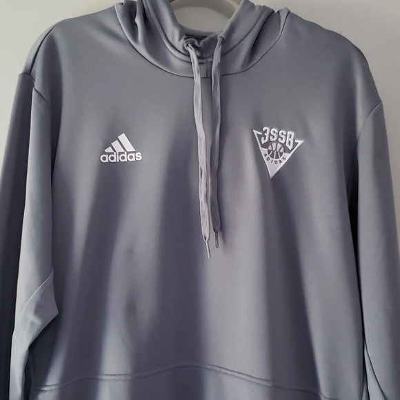 Rare Adidas Warm-Up Hoodie Men XL Gray Basketball Travel Team 3SSB Circuit Logo - Picture 2 of 16